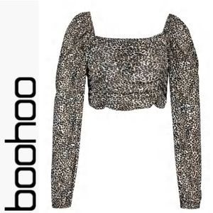 cheetah print blouse/crop top from boohoo